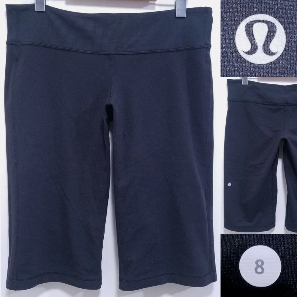 Lululemon Reversible Shorts 8 Medium Woman's Black Pants Run Yoga Athletic
